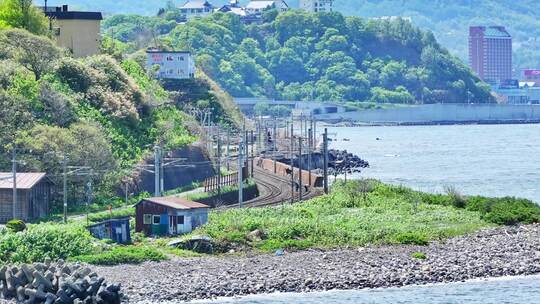 北海道 小樽 日本旅游 日本航拍 海边铁路