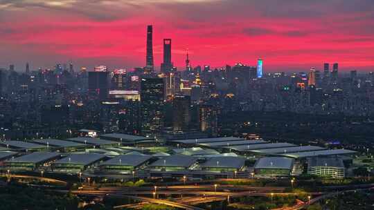 上海晚霞 陆家嘴夜景 国际博览中心 晚霞