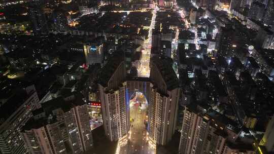 温州市鹿城区夜景大景全景航拍夜晚世贸中心