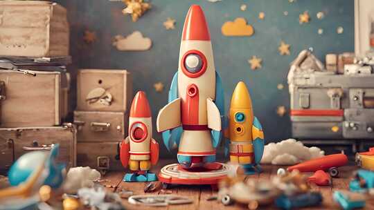 儿童手工火箭童年宇航员梦想