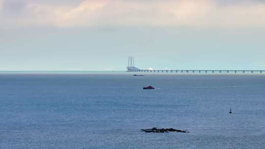 广州珠海情侣路海滩珠港澳大桥高空航拍