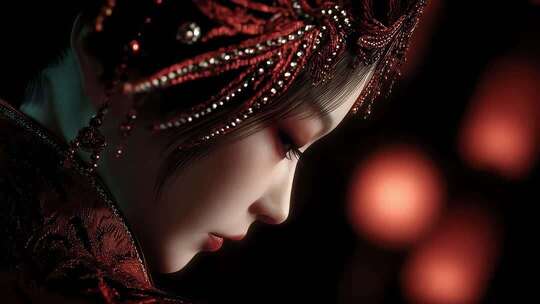 唐风美人低眉沉思古典意境唯美动人