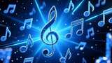 蓝色粒子音符跳动4K高清在线视频素材下载