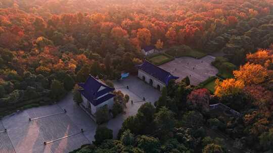 南京中山陵秋景航拍