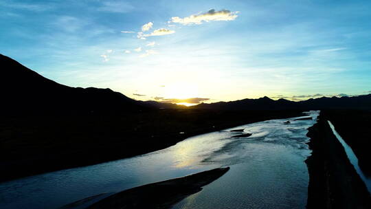 西藏日喀则夕阳视频素材模板下载