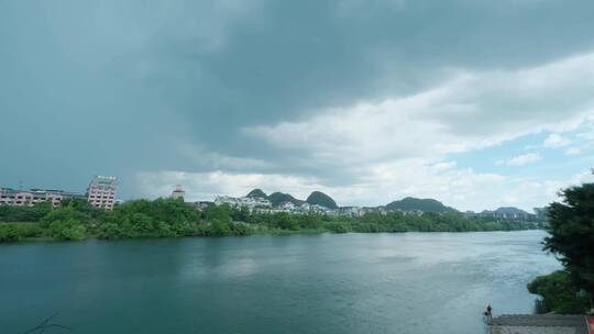 广西桂林山水延时摄影漓江暴风雨来临视频素材模板下载