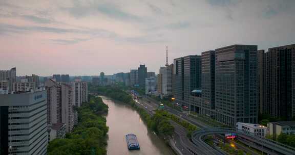 杭州大运河武林门商圈环城西路风光