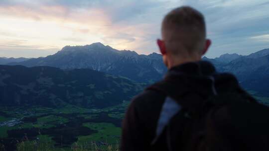 徒步旅行者，人，山，视图