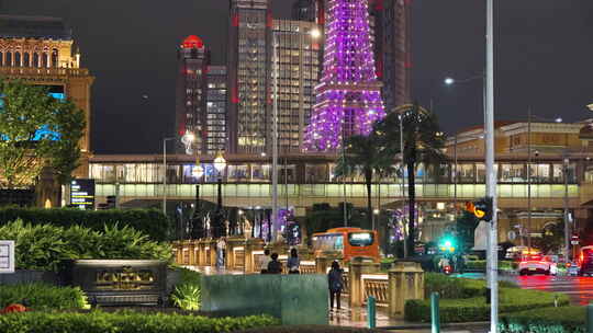 澳门 氹仔 路氹城 娱乐场 街道 夜景