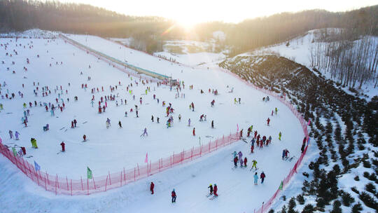 滑雪场滑雪航拍宣传片冬季雪山运动