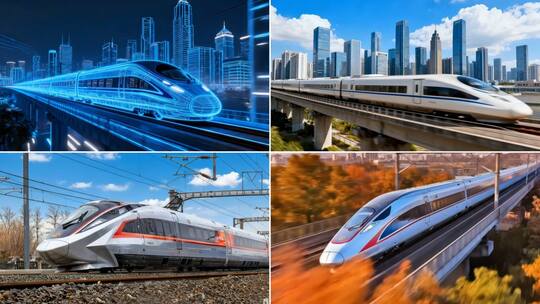 中国高铁复兴号cr450城市动车智慧高铁高清在线视频素材下载