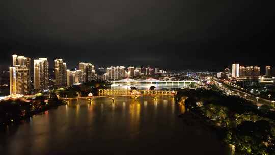 漳州夜景航拍南山桥中山桥漳州古城夜晚风景