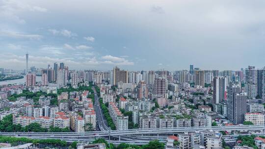 广州城市公路与天空延时风光