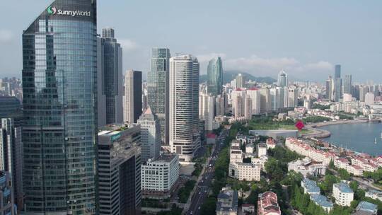 4k 航拍青岛新一线城市建筑景观天际线