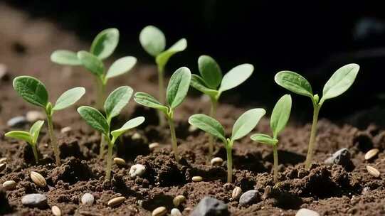 土壤中幼苗生长画面