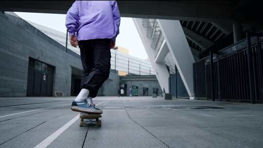 城市街头滑板视频素材模板下载