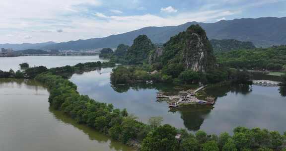 航拍肇庆七星岩风景区