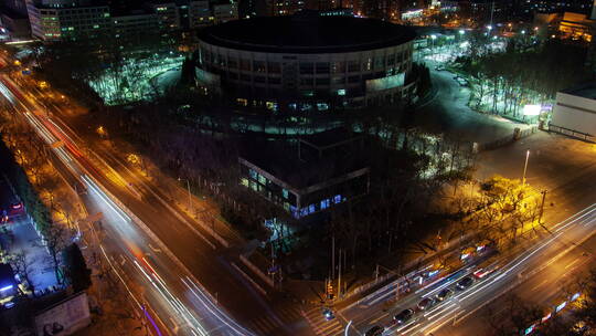 夜幕下的城市道路延时景观