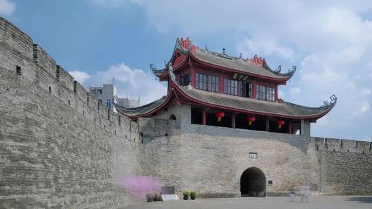 广西柳州东门城楼城墙延时视频素材模板下载