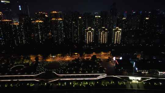 航拍重庆城市夜景交通建筑