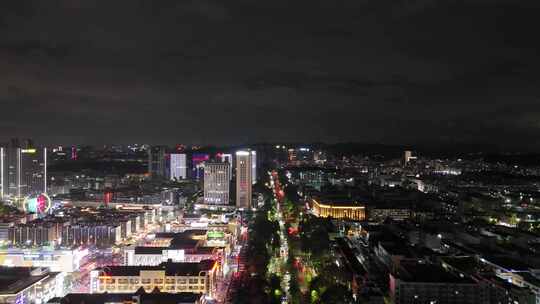 广东深圳城市大景夜景灯光航拍