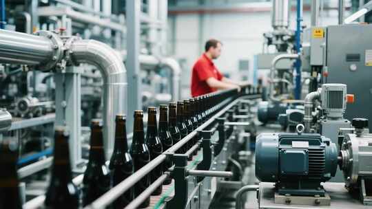 工厂啤酒生产线工人作业