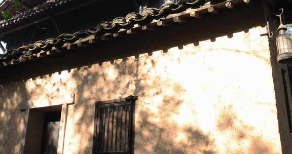 杭州法云安缦古典建筑白墙 树影 唯美光影