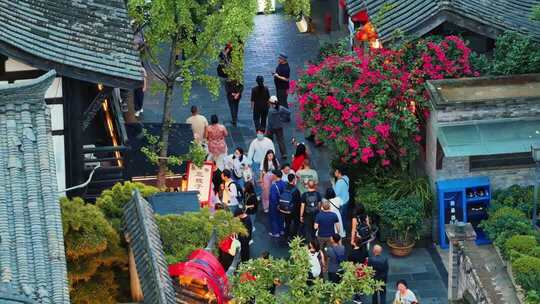 成都宽窄巷子航拍4k