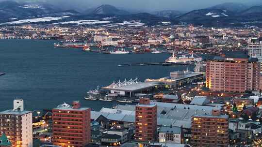 航拍日本北海道函馆夜景