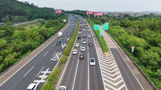 航拍4K深岑广明高速佛山高明荷城段西向东