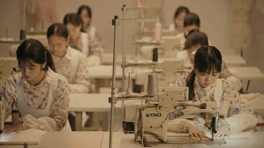 早期服装作坊女工制衣 服装设计师