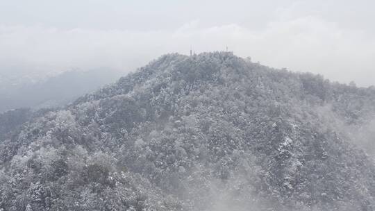 杭州灵隐雪下雪航拍