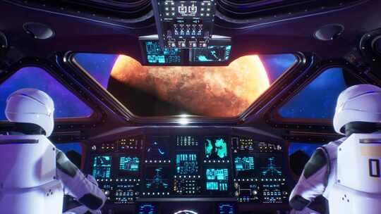 宇宙飞船CGI灯光宇航员遨游太空穿梭