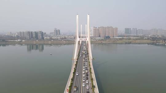 湖南湘潭湘江三桥航拍