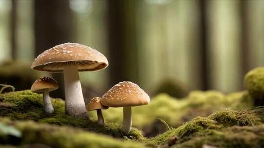 蘑菇 森林里的野生蘑菇视频素材模板下载