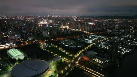 浙大紫金港校区夜景航拍