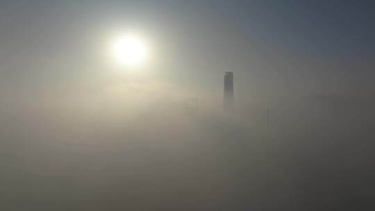 上海日出 平流雾 城市风光航拍