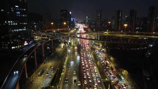 城市立交桥夜景航拍