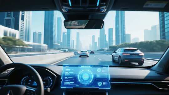 车内视角城市道路驾驶画面