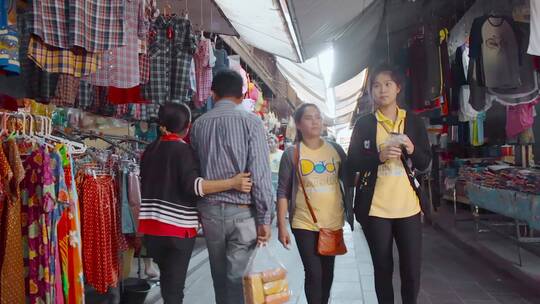 泰国旅游视频泰国商业街自由市场