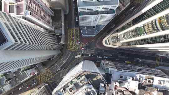 俯拍香港街道交通