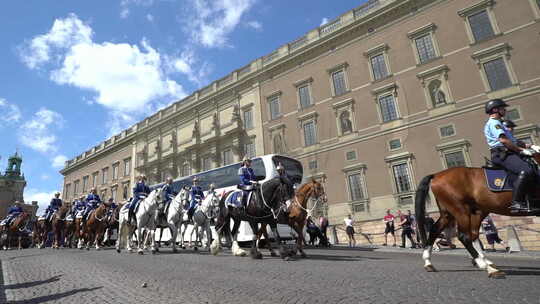 斯德哥尔摩王宫前的马队