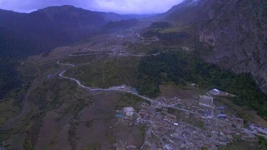 甘肃甘南迭部县扎尕那景区半山村寨航拍风光