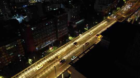 广州中山一立交桥车流夜景航拍