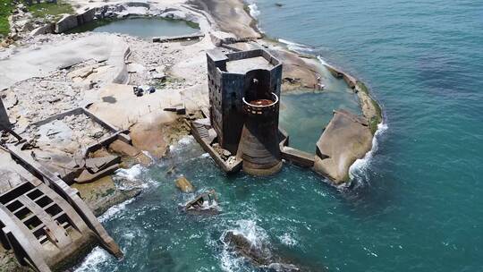 夏天海边风景建筑航拍