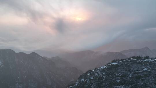 白云山雪景云海山峰航拍