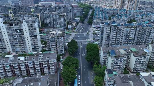 城市街道航拍道路交通车流福州城市公路街景