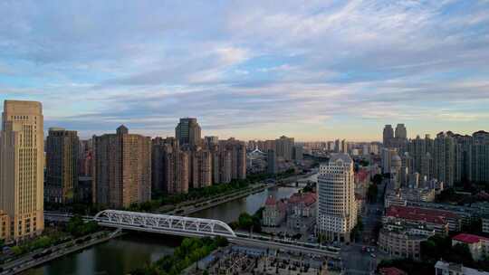 天津海河风景奥式风情区城市建筑风光航拍