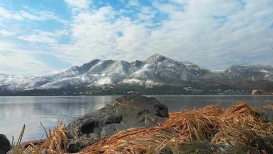 四川西昌邛海泸山雪景风光视频素材模板下载