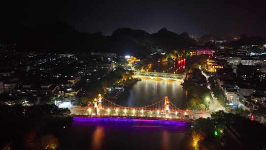 桂林两江四湖夜景航拍